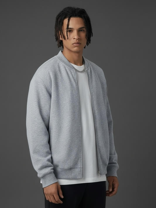 Veste de baseball zippée en polaire grise Apollo