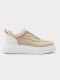 Apollo Moda Men's Vega Ivory beige chunky platform sneaker with metal eyelets, main product photo