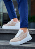 Men's Vega Ivory beige casual sneaker with height-boosting sole by Apollo Moda, fifth angle