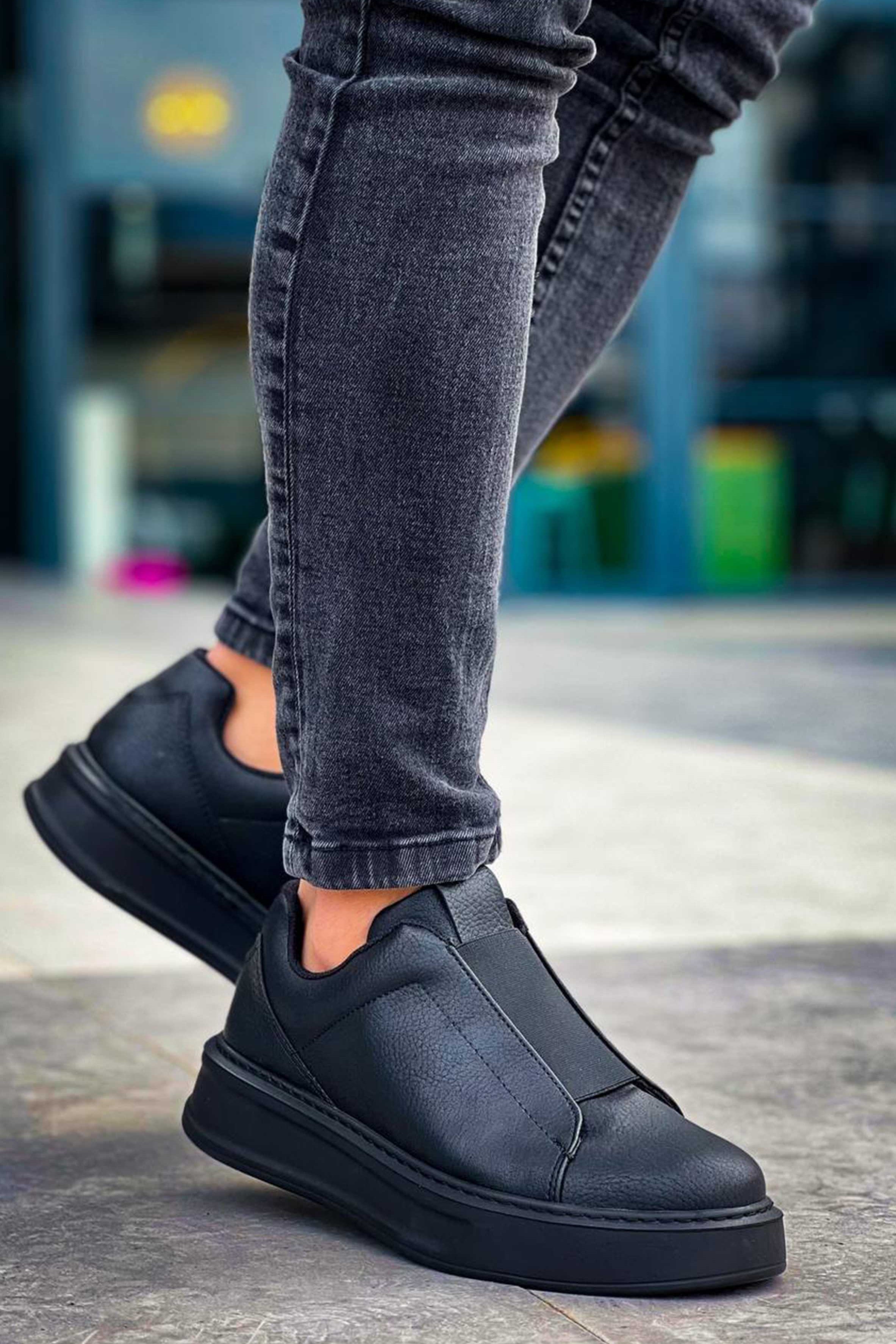Izmir X-2 slip-on sneaker in black by Apollo Moda, view 5