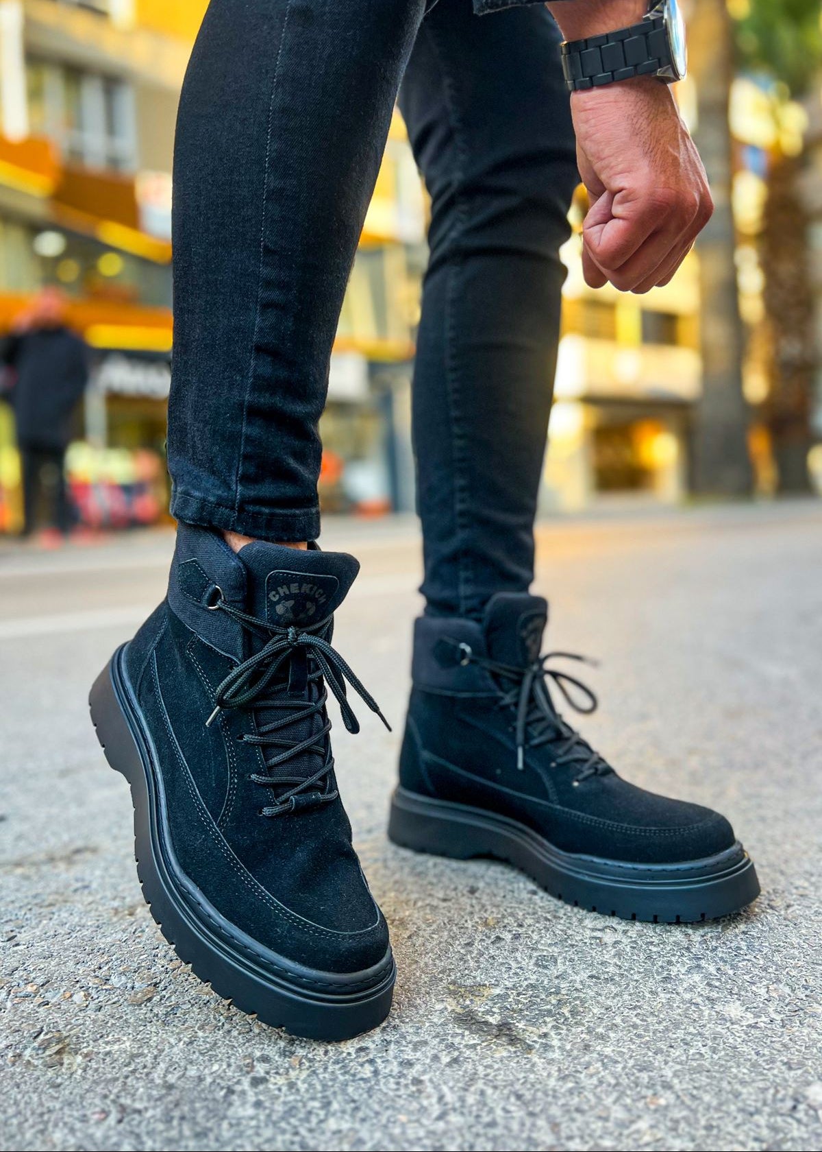 Monaco all black boot by Apollo Moda, view 5