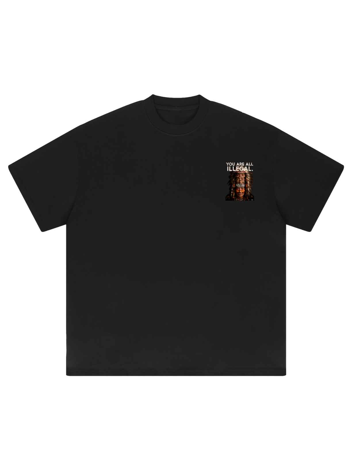 You Are All Illegal oversized heavyweight graphic tee in black by Apollo Moda, view 3