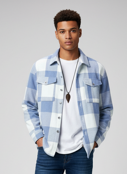 Veste à carreaux avec poches pour homme