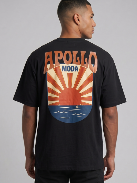 T-shirt graphique oversize Horizon en tissu épais