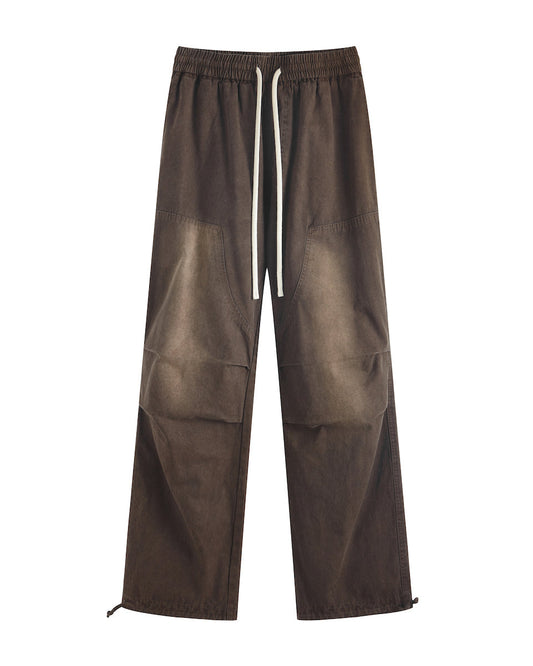 Monkey Washed Straight-Leg Drawstring Vintage Work Pants