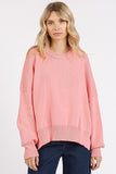 Mittoshop Side Slit Round Neck Drop Shoulder Sweater (pull à épaules tombantes)