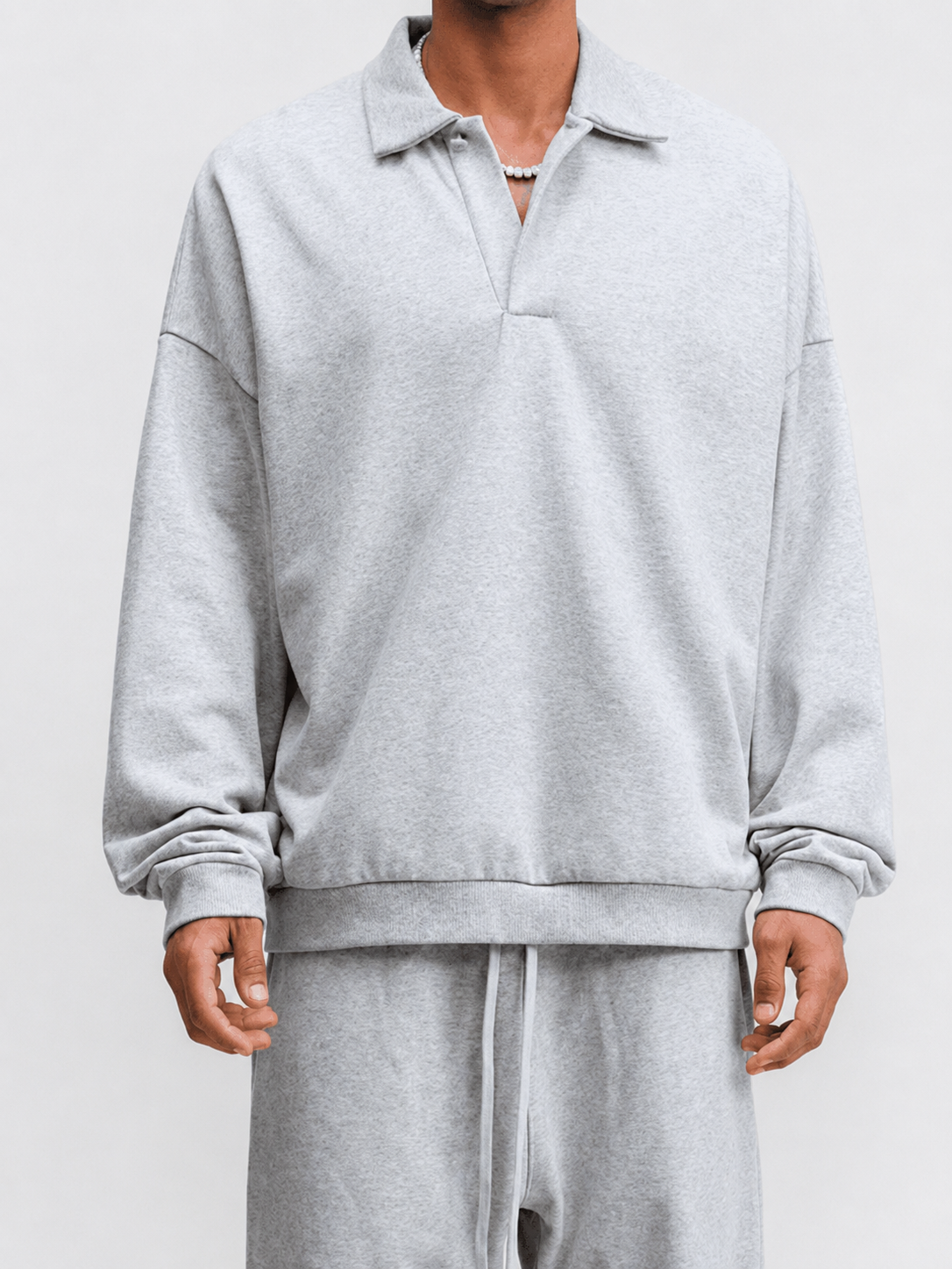 Sweat-shirt oversize à col polo et patte de boutonnage partielle