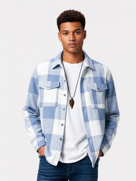 Veste à carreaux avec poches pour homme