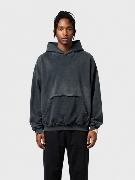 Sweat à capuche délavé avec design de poche inversée