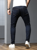 Jeans skinny en coton solide pour hommes