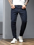 Jeans skinny en coton solide pour hommes