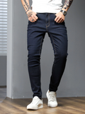 Jeans skinny en coton solide pour hommes