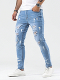 Hommes - Jean skinny en coton déchiré et effiloché