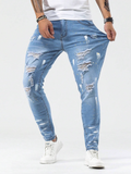 Hommes - Jean skinny en coton déchiré et effiloché