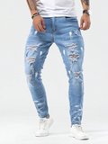 Jean skinny déchiré délavé pour homme