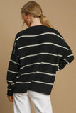 Umgee Wool Blend Striped Round Neck Sweater (Pull à col rond rayé en laine)