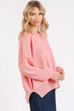 Mittoshop Side Slit Round Neck Drop Shoulder Sweater (pull à épaules tombantes)