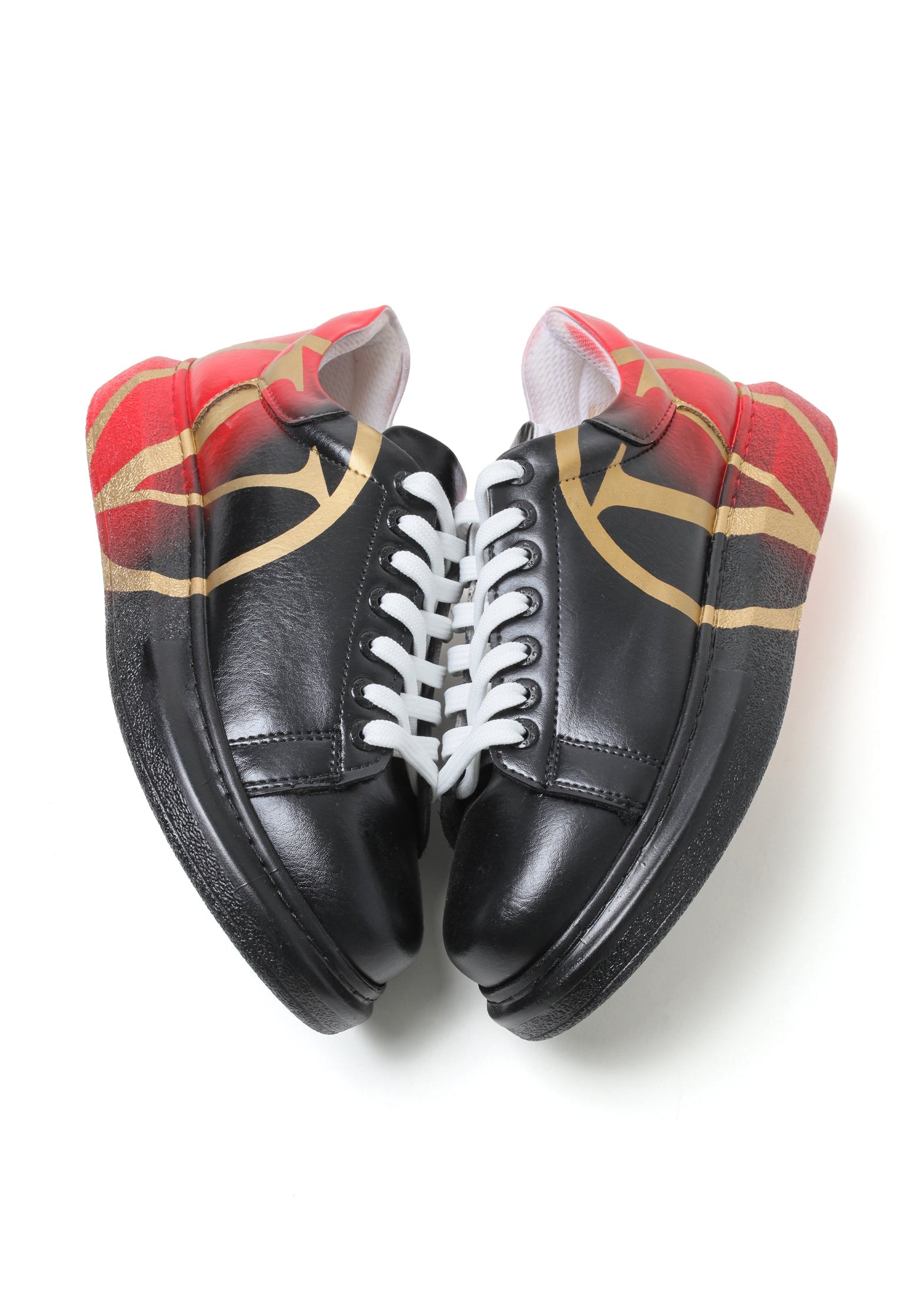 Tokyo V Crimson Pulse hand-painted custom sneaker in black and red by Apollo Moda, view 4