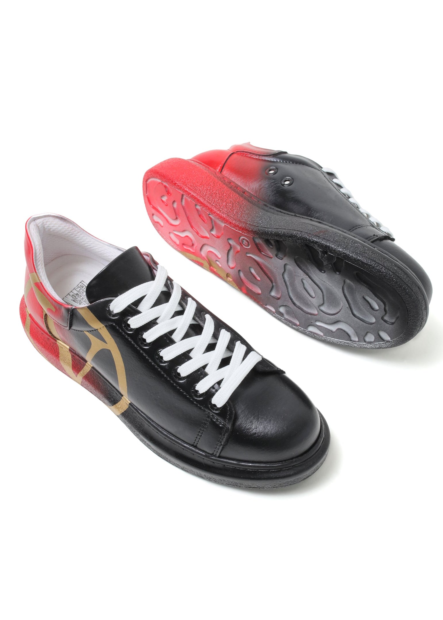Tokyo V Crimson Pulse hand-painted custom sneaker in black and red by Apollo Moda, view 5