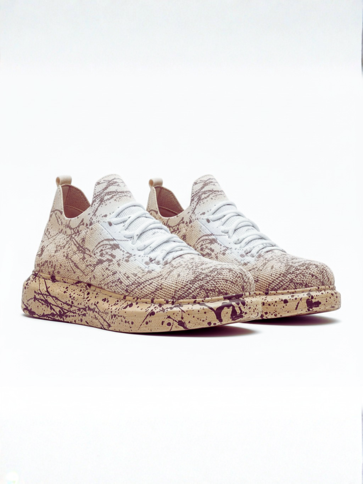 Torino Light Brown Peak knit casual sneaker in light brown by Apollo Moda, view 5