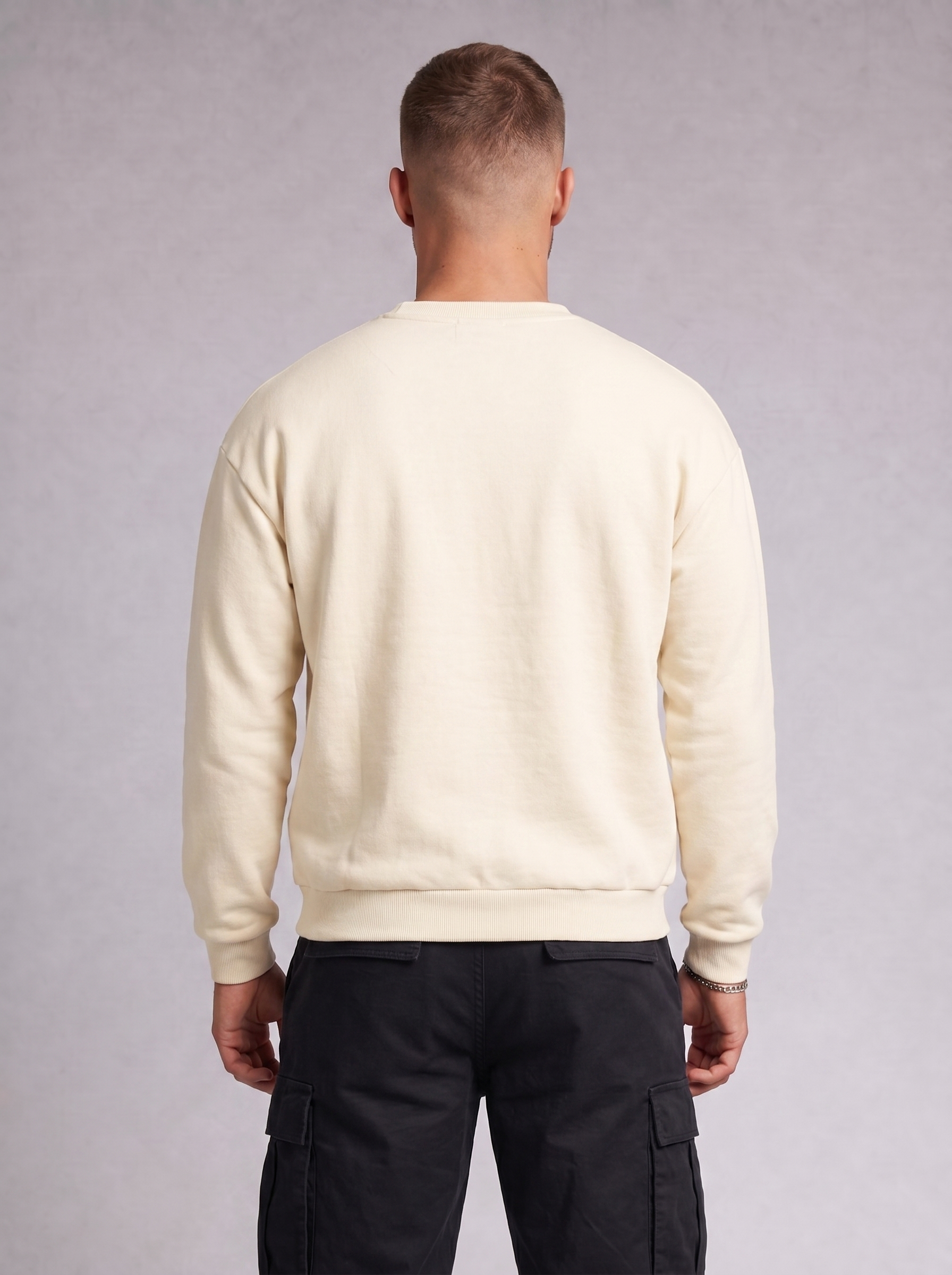 Club Collegiate oversized crewneck sweatshirt in apricot by Apollo Moda, view 3
