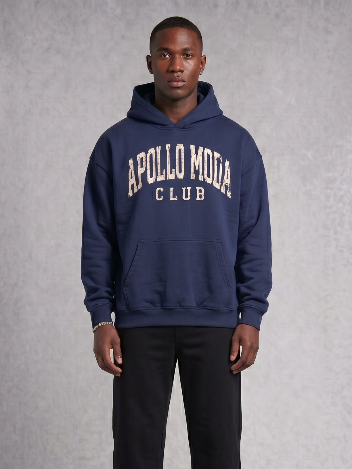 Club Collegiate oversized heavyweight hoodie in navy by Apollo Moda, view 4