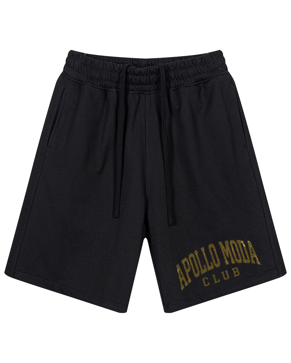 Club Collegiate sweat shorts in gold by Apollo Moda, view 2