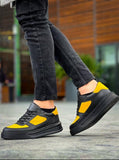 Men's Artemis Solar black and yellow chunky sneaker by Apollo Moda, fifth angle