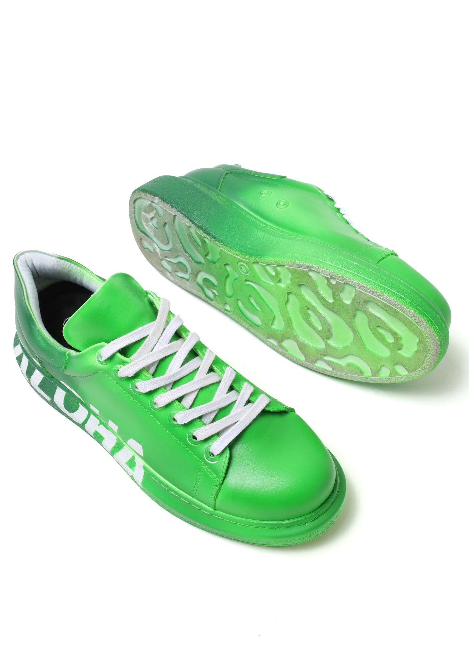 Aloha Green hand-painted custom sneaker in green by Apollo Moda, view 4