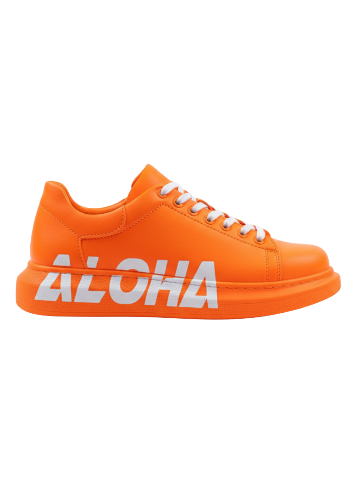 Aloha Sunrise hand-painted custom sneaker in orange by Apollo Moda, view 6