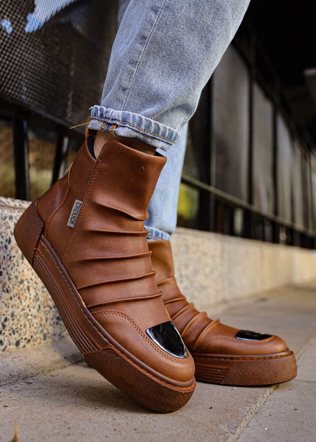 Luka Earthy ankle boot in brown by Apollo Moda, view 6