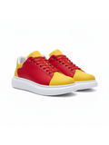Men's Luna Inferno by Apollo Moda, red and yellow vegan leather sneaker, third angle