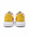 Luna Inferno red and yellow colorblock casual sneaker by Apollo Moda, fourth angle