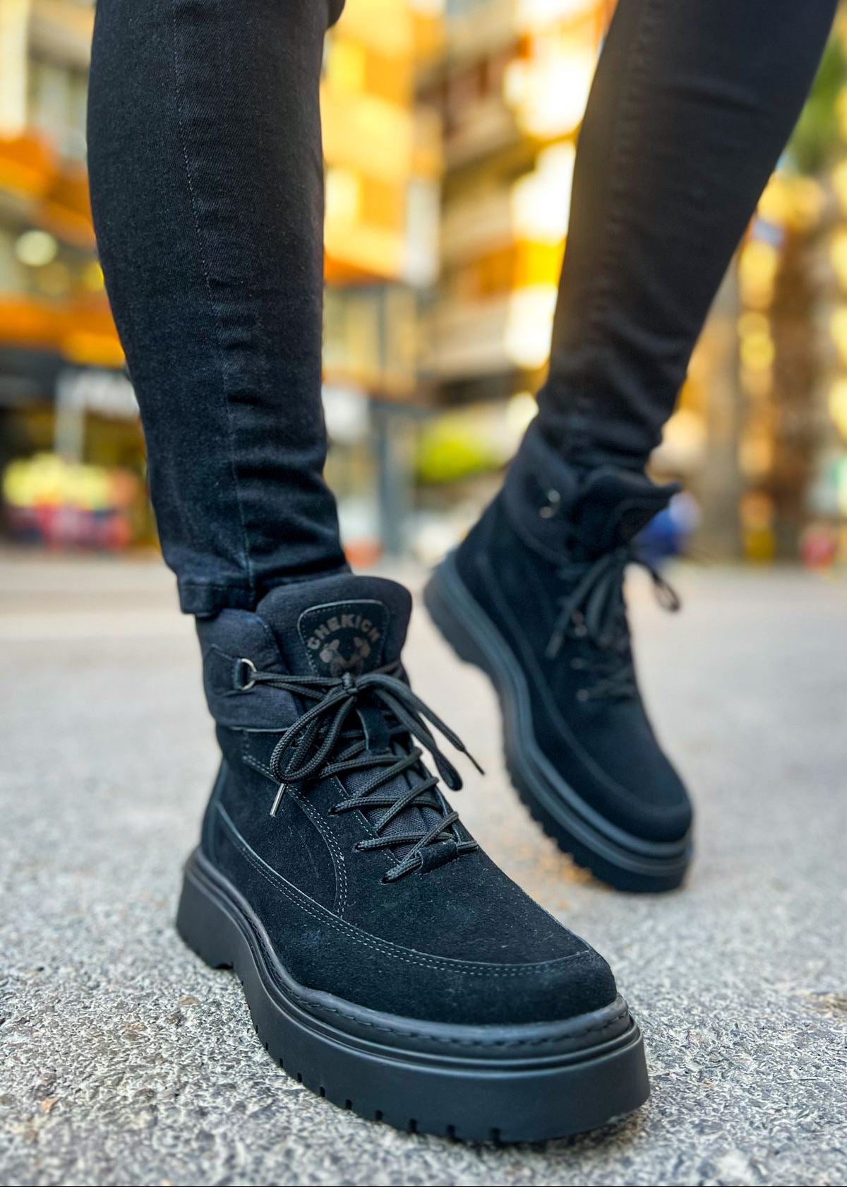 Monaco all black boot by Apollo Moda, view 3