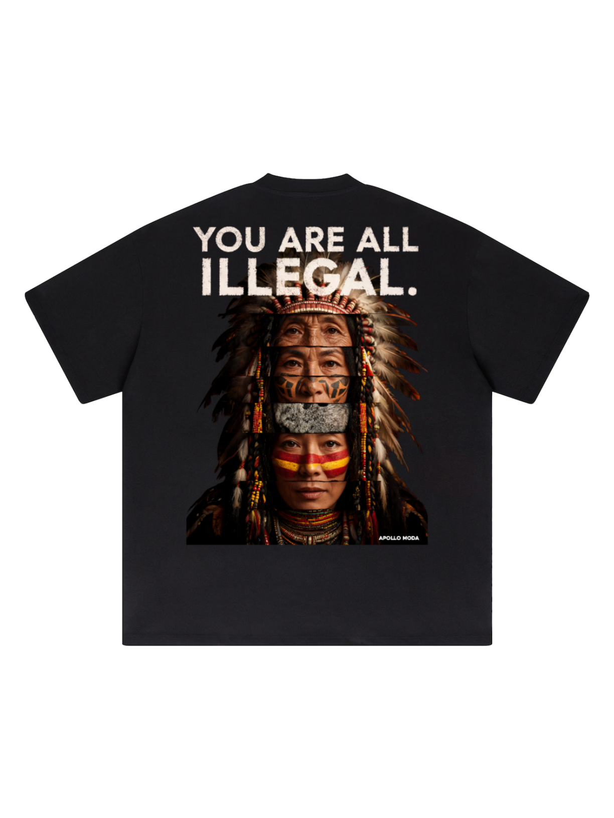 You Are All Illegal oversized heavyweight graphic tee in black by Apollo Moda, view 2