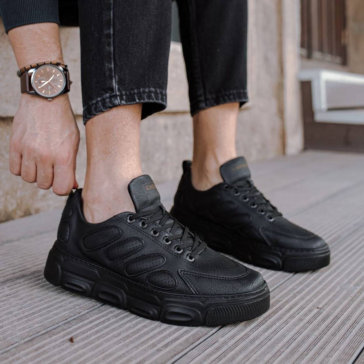Tulum Midnight Edition low-top casual sneaker in black by Apollo Moda, view 5